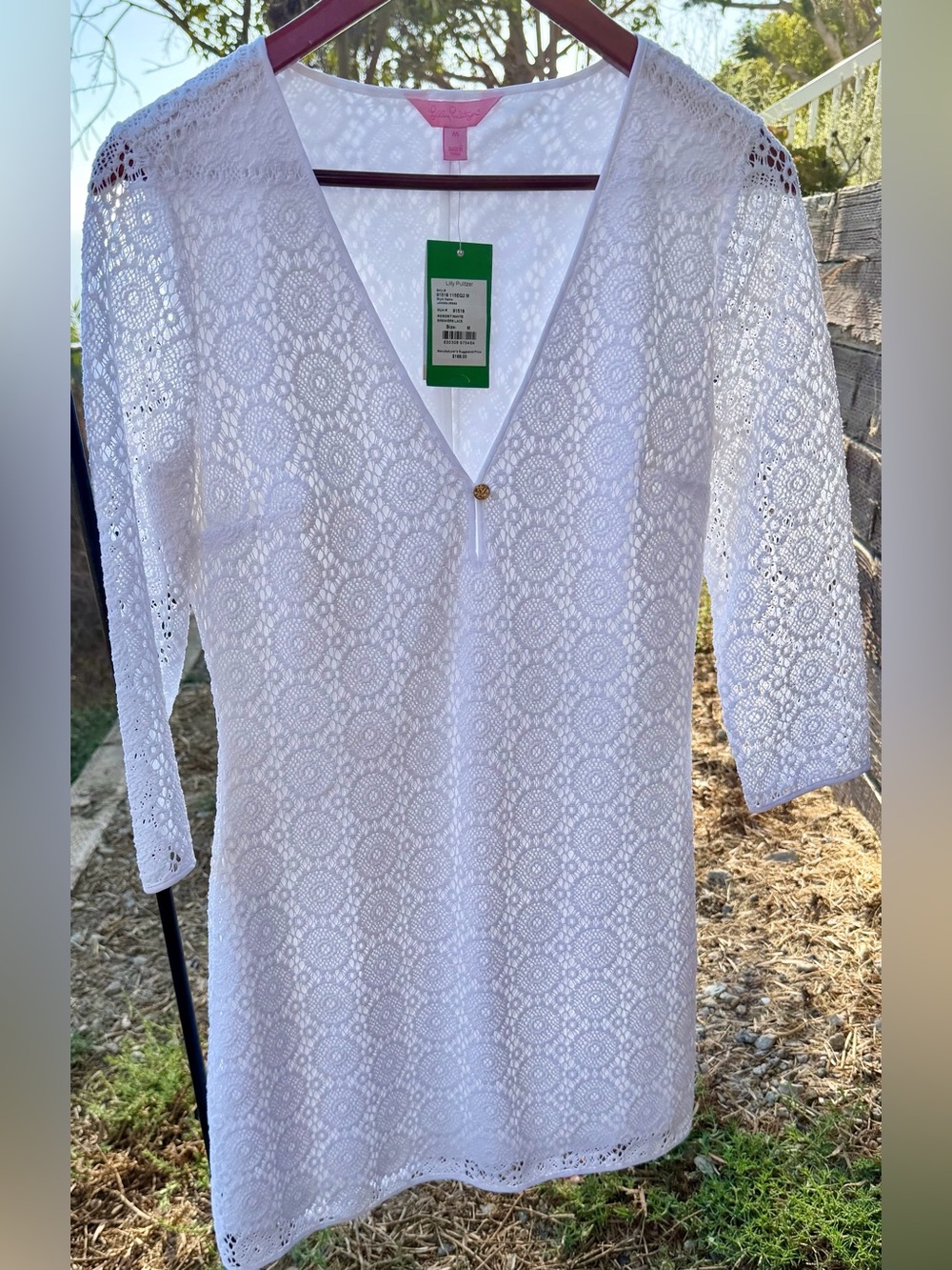 NWT Lilly Pulitzer Alden Tunic Dress Resort White Lace V-Neck Sz M